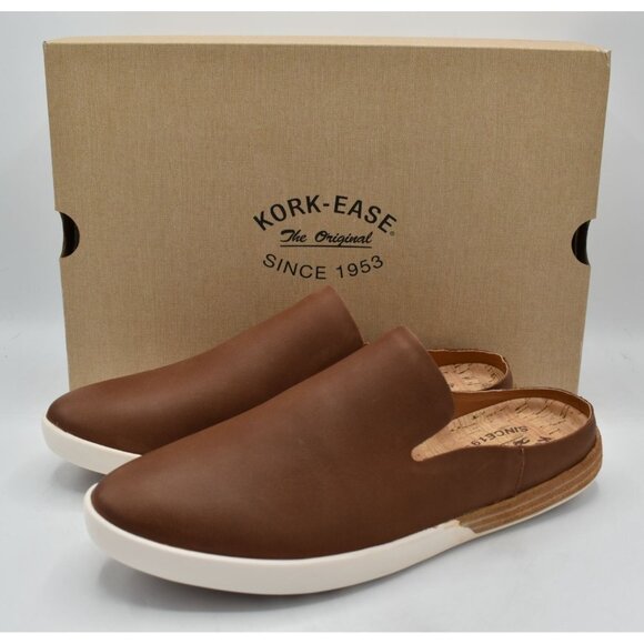 Kork Ease Womens Size 7.5 Phoebe Brown Full Grain Leather Open Back Mules Shoes - Picture 1 of 12